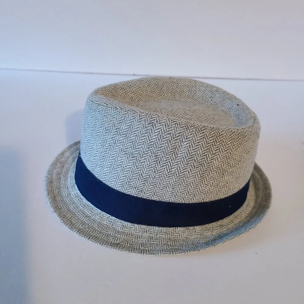 FEDORA HAT TODDLER BOYS' RIBBON TRIM CHEVRON PATTERN ONE SIZE (12-24 MONTHS)TAN